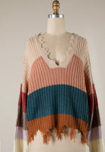Load image into Gallery viewer, Color Block Distressed Knit Sweater

