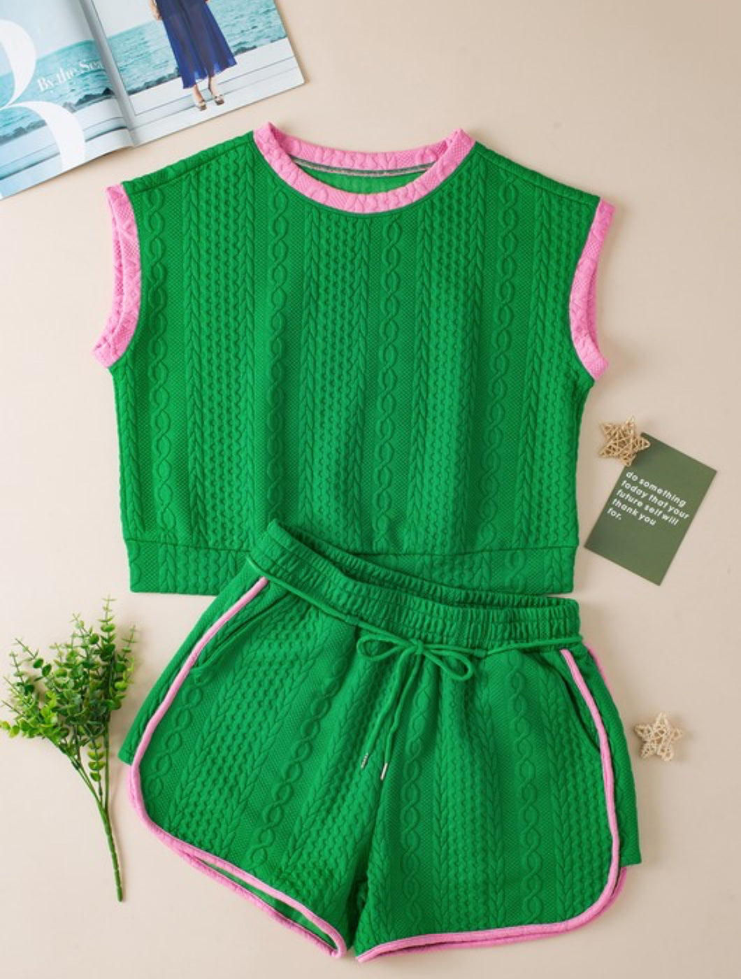 Pink & Green Short set